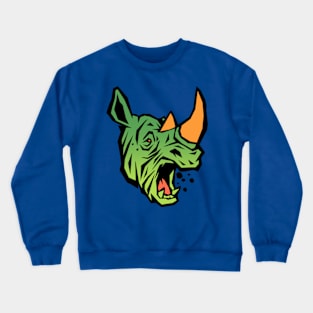 The green-headed rhinoceros grazed peacefully in the lush, emerald meadow. Crewneck Sweatshirt